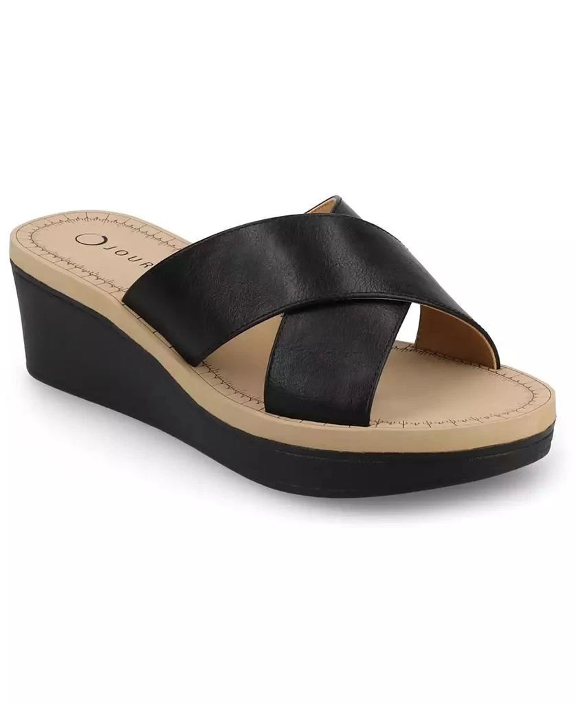 Journee Collection Women's Biara Crisscross Platform Wedge Sandals 1