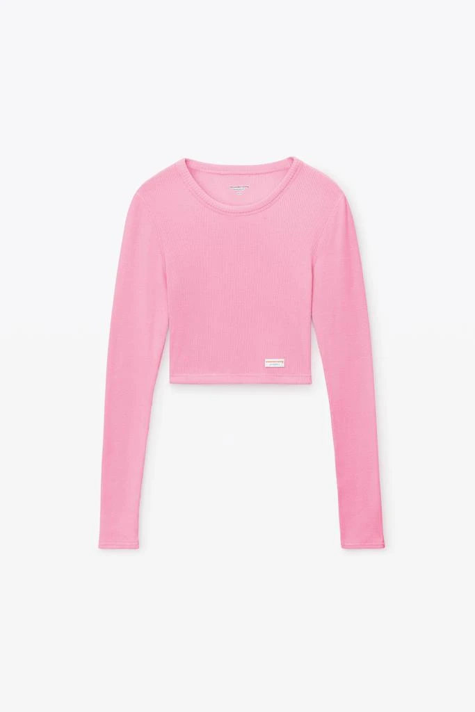 Alexander Wang Cropped Long-Sleeve Tee in Ribbed Cotton Jersey 2