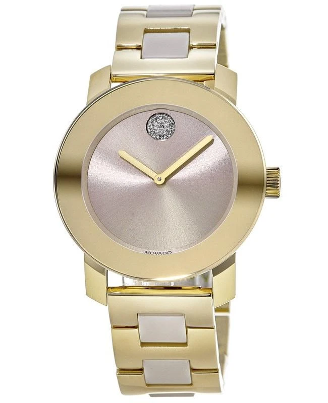 Movado Movado Bold Gold Tone Ceramic Beige Dial Women's Watch 3600640 1