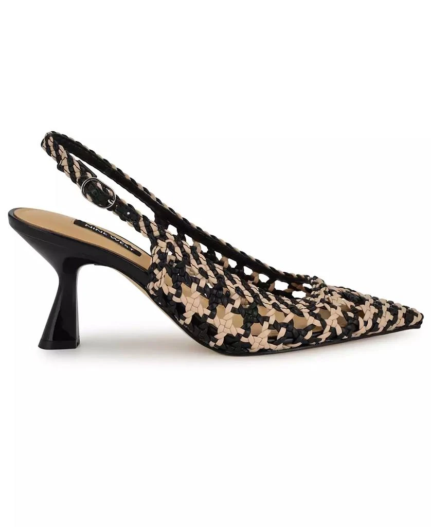 Nine West Women's Madalene Woven Slingback Kitten Heel Pumps 2