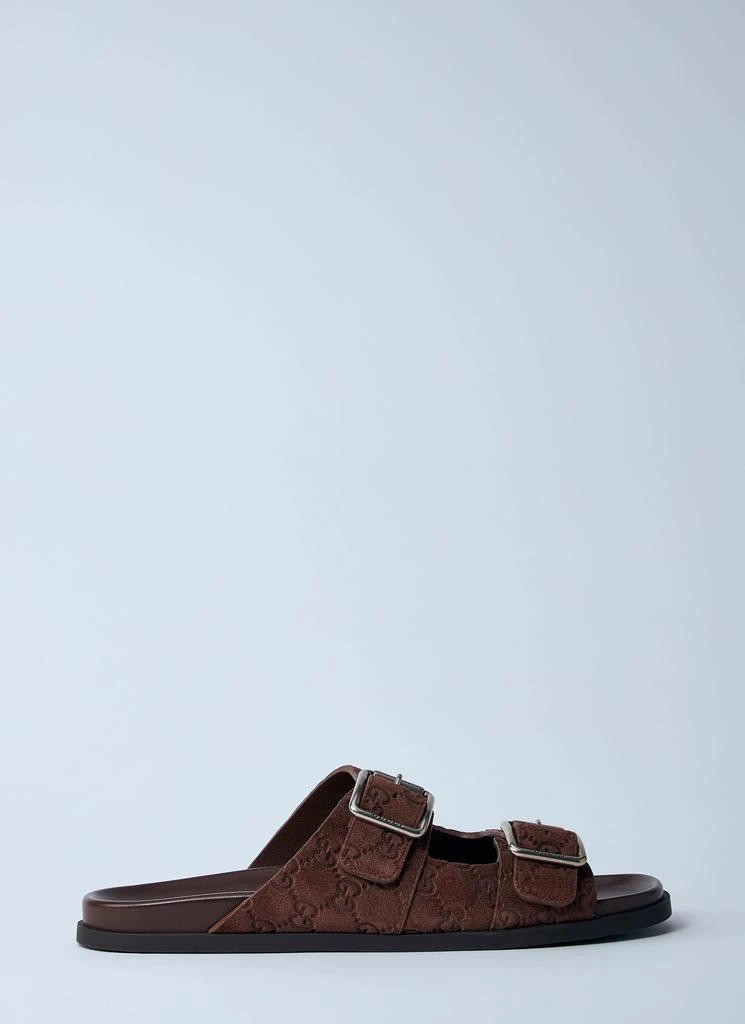 Gucci Logo Embossed Leather Slides 1