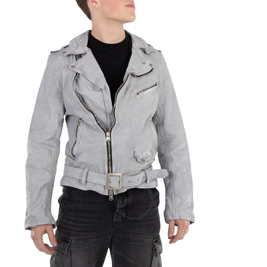 YOHJI YAMAMOTO Men's White Belted Leather Biker Jacket 2
