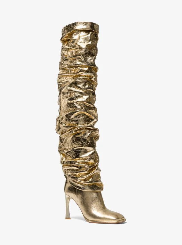 Michael Kors Kelsea Crackled Metallic Leather Slouchy Boot 1