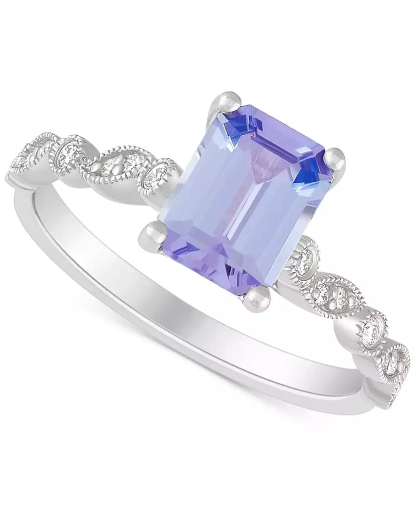 Macy's Tanzanite (2-1/10 ct. t.w.) & Diamond (1/10 ct. t.w.) Milgrain Bead Ring in 14k White Gold 1