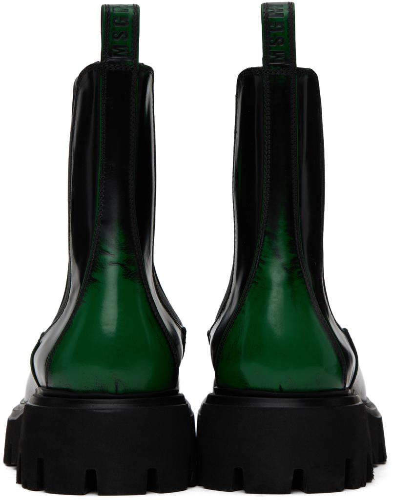 MSGM Black Spray Paint Chelsea Boots