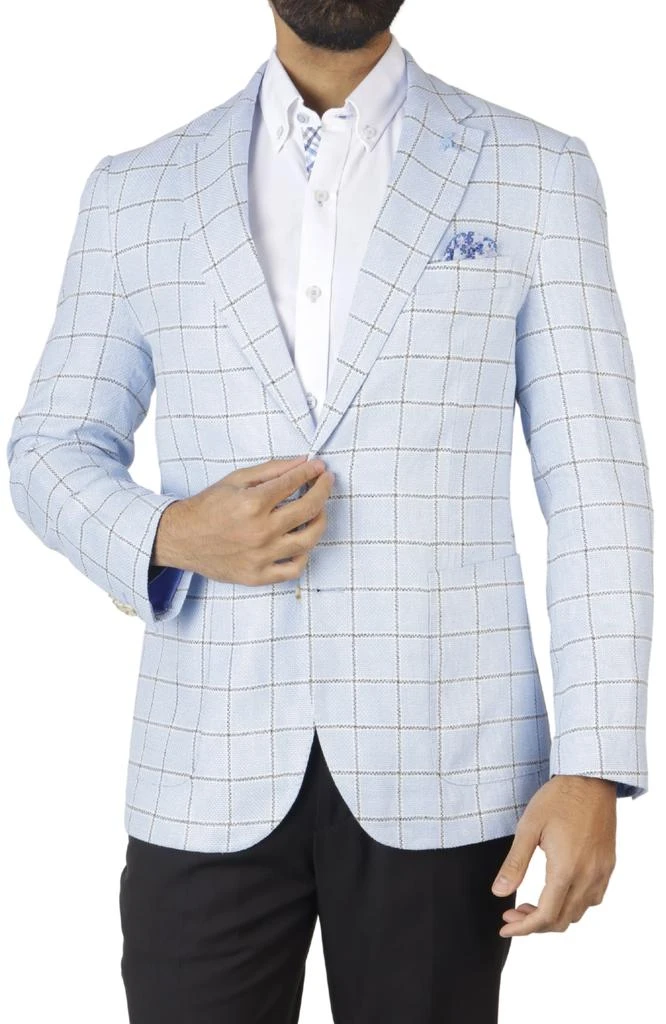 TailorByrd Light Blue Windowpane Textured Sport Coat 2