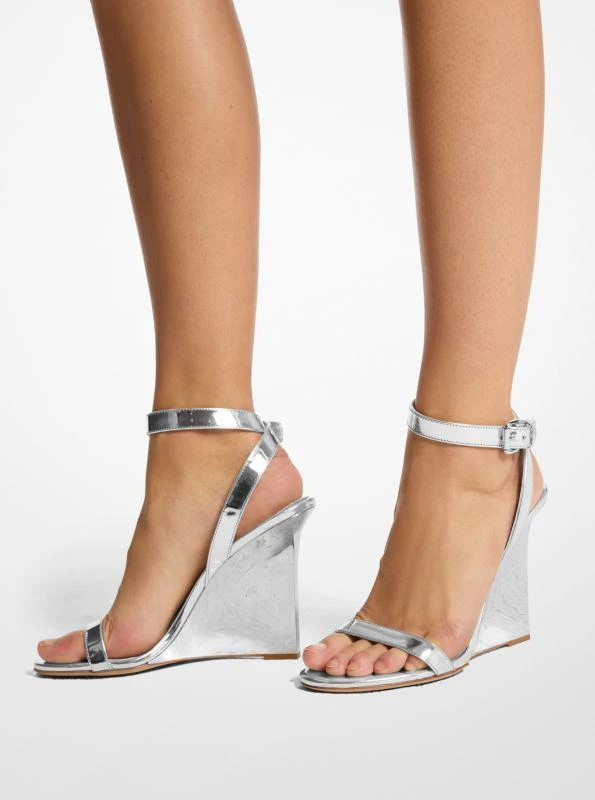 Michael Kors Claudia Specchio Leather Wedge Sandal 4