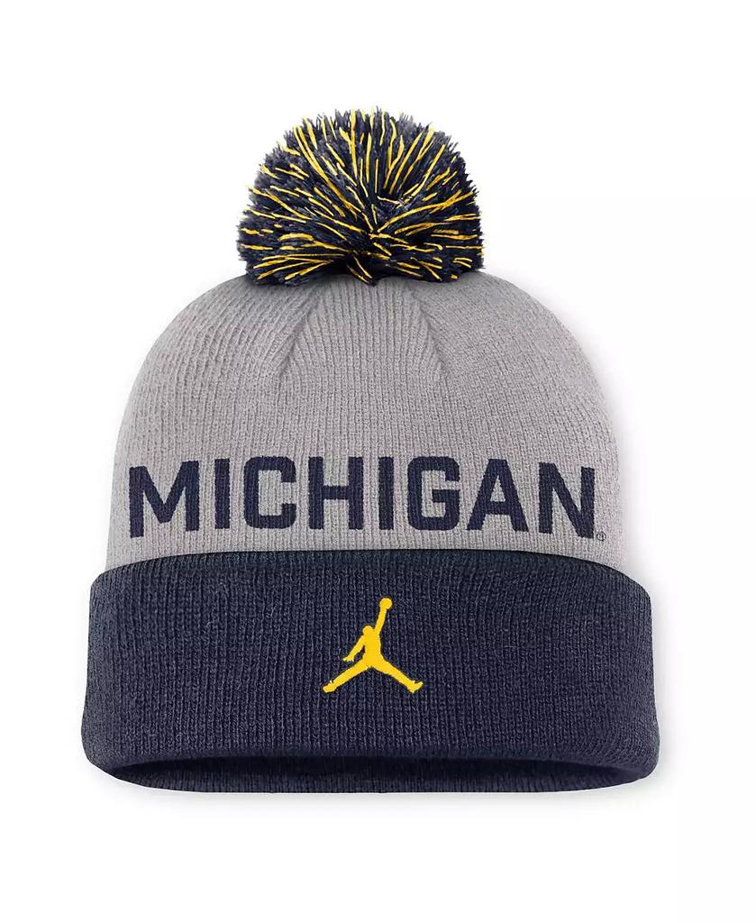 Jordan Men's Gray/Navy Michigan Wolverines Primetime Peak Cuffed with Pom Knit Hat