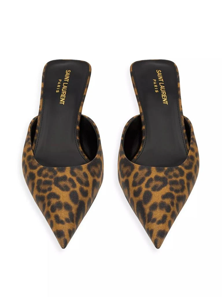 Yves Saint Laurent Barbara Mules in Leopard Grosgrain 3
