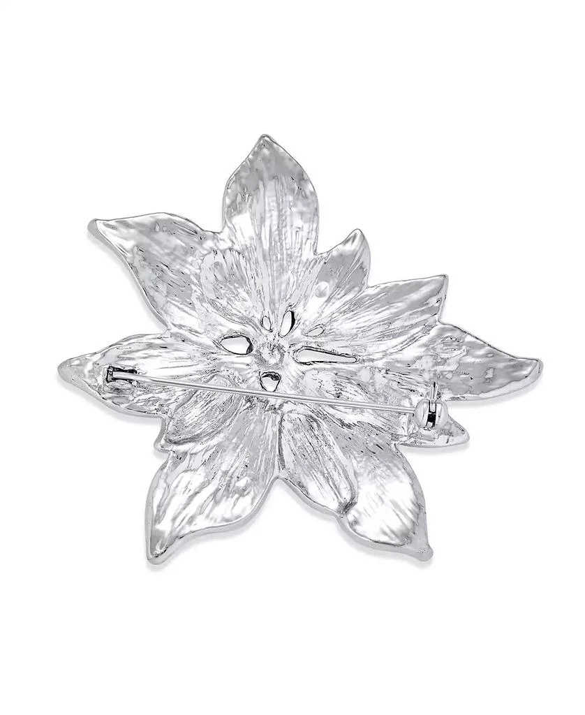Bling Jewelry Large Statement White Enamel Lily Flower Brooch Scarf Pin Silver Plated 4