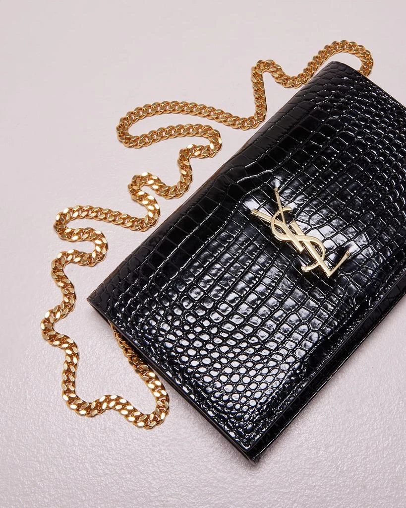 Yves Saint Laurent Cassandra YSL Wallet on Chain in Croc Embossed Leather 7