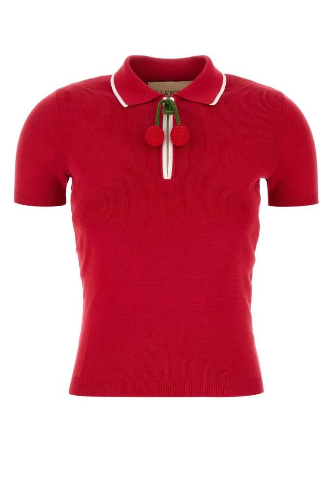 Valentino Valentino Cherry Embellished Short-Sleeved Polo Top from Cettire