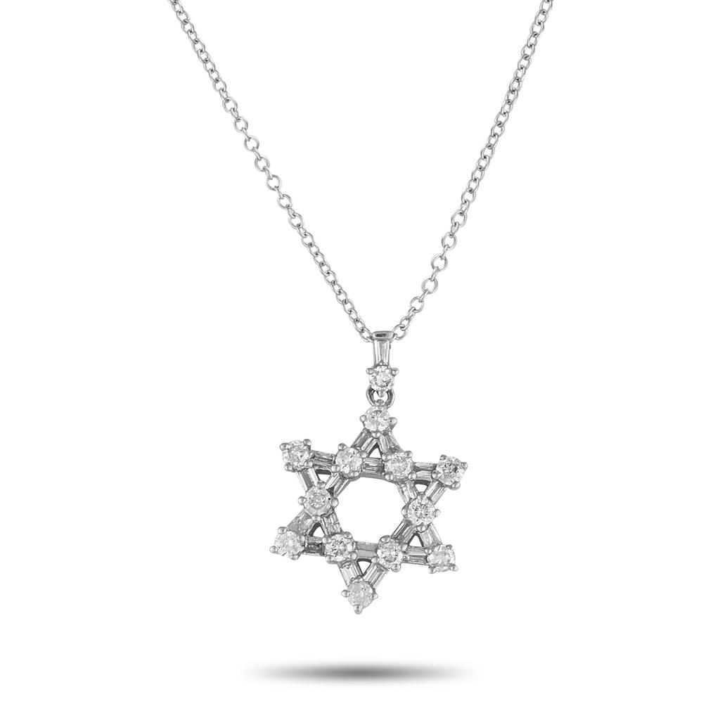 LB Exclusive 14K White Gold 0.40ct Diamond Star of David Necklace PN15718-W