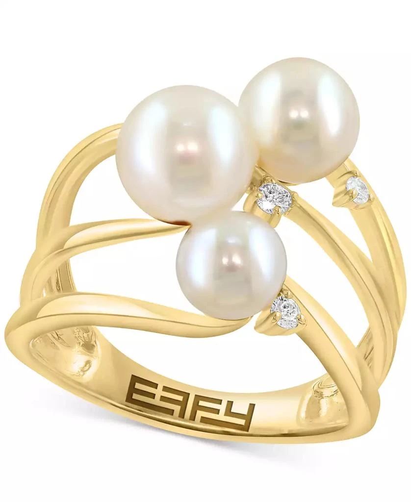 Effy EFFY® Cultured Freshwater Pearl (5-1/2 - 7mm) 
Diamond (1/8 ct. t.w.) Statement Ring in 14k Yellow Gold