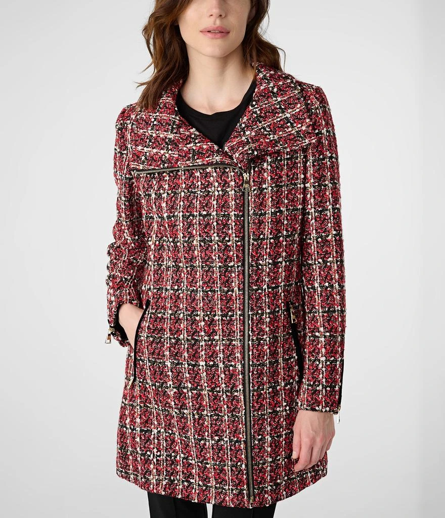 Karl Lagerfeld Paris PLAID SEQUINS ZIP FRONT TWEED COAT 3