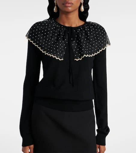 Valentino Tulle-trimmed wool sweater 6