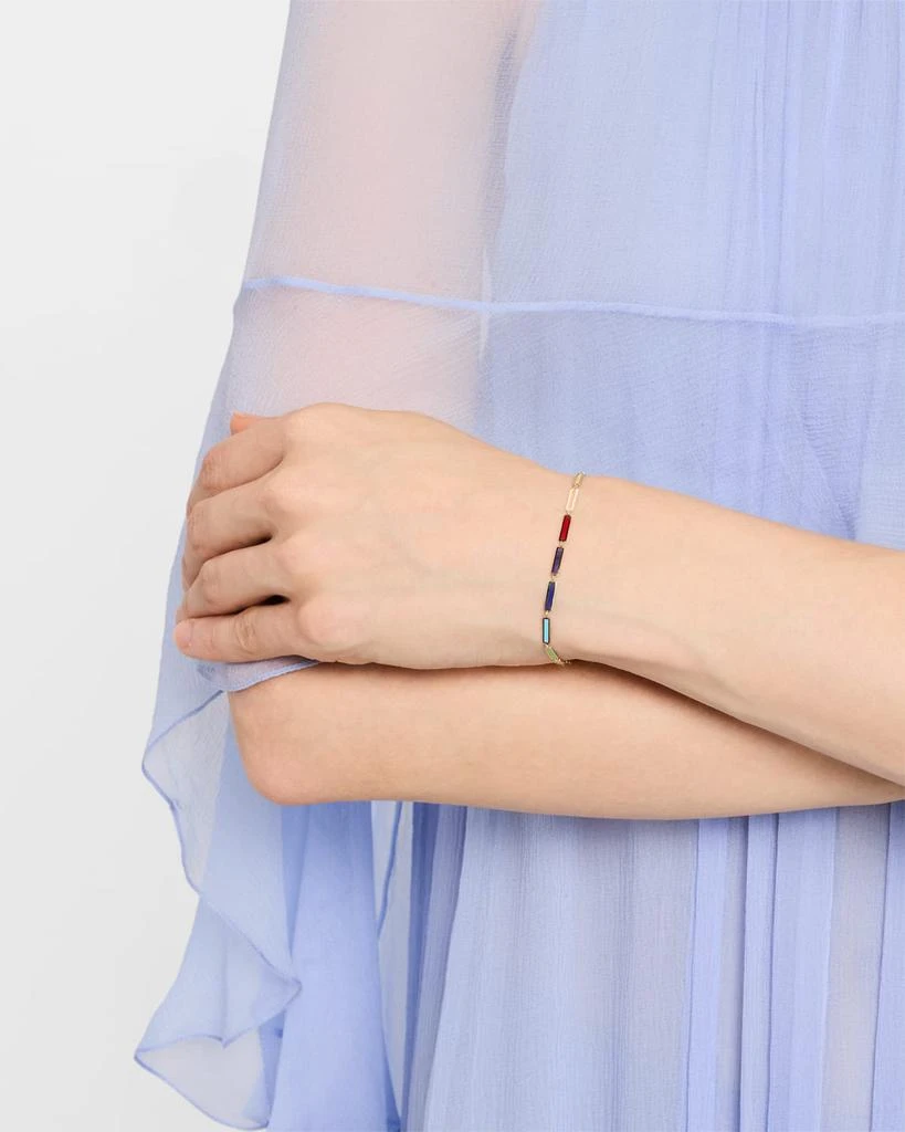 Frederic Sage 14K Yellow Gold Rainbow Inlay Station Bracelet 2