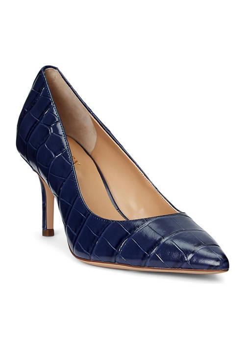 Ralph Lauren Ralph Lauren Lanette Crocodile Embossed Leather Pumps