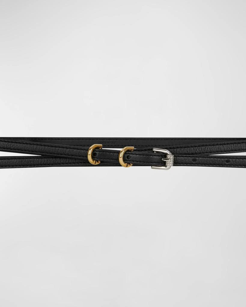 Shop Voyou Double Wrap Leather Skinny Belt on Sale at  display picture 2