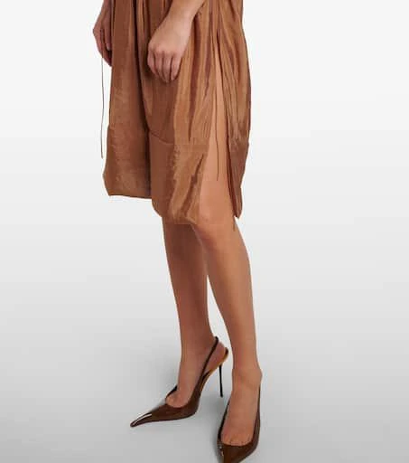 Yves Saint Laurent Shirred chiffon satin midi dress 7