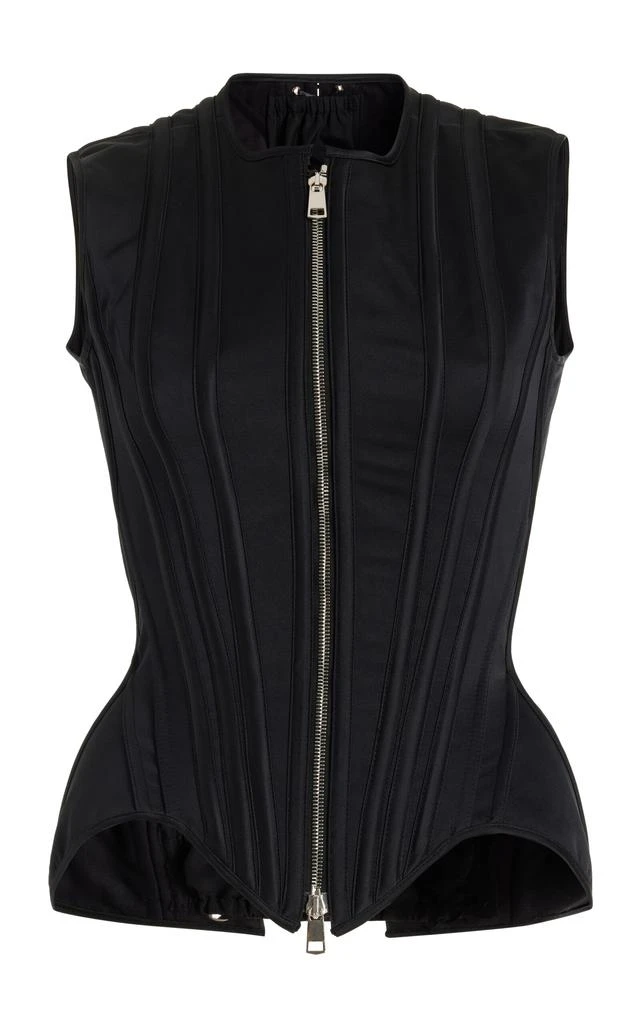 Wiederhoeft Wiederhoeft - Adam Satin Zipper-Detailed Corset Top - Black - US 8 - Moda Operandi 1