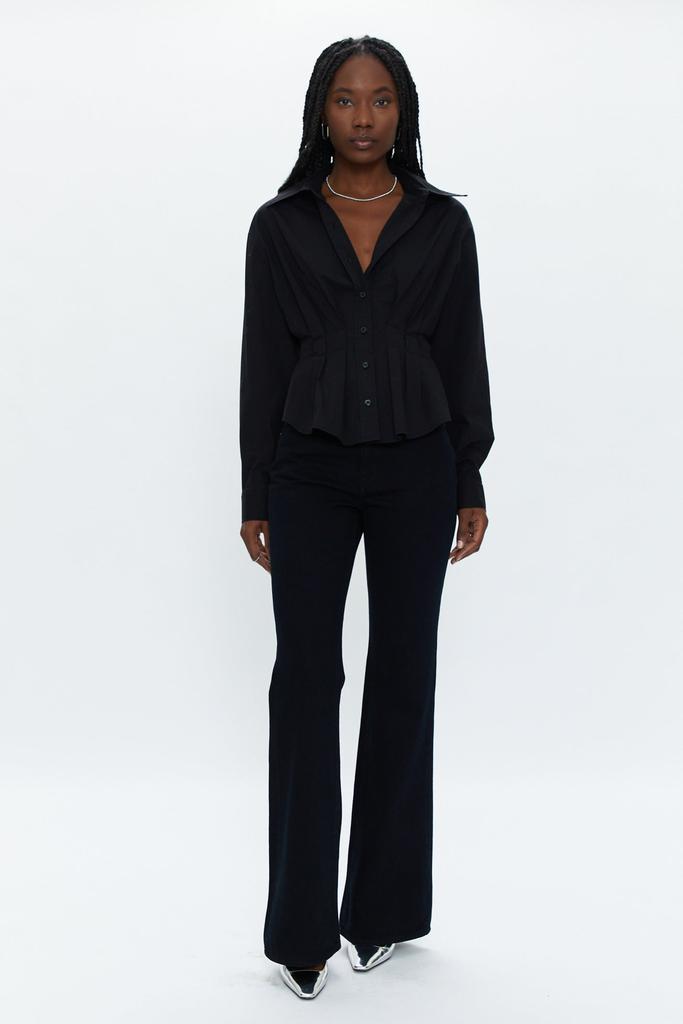 Pistola Denim Julie Pleated Button Down Shirt - Noir