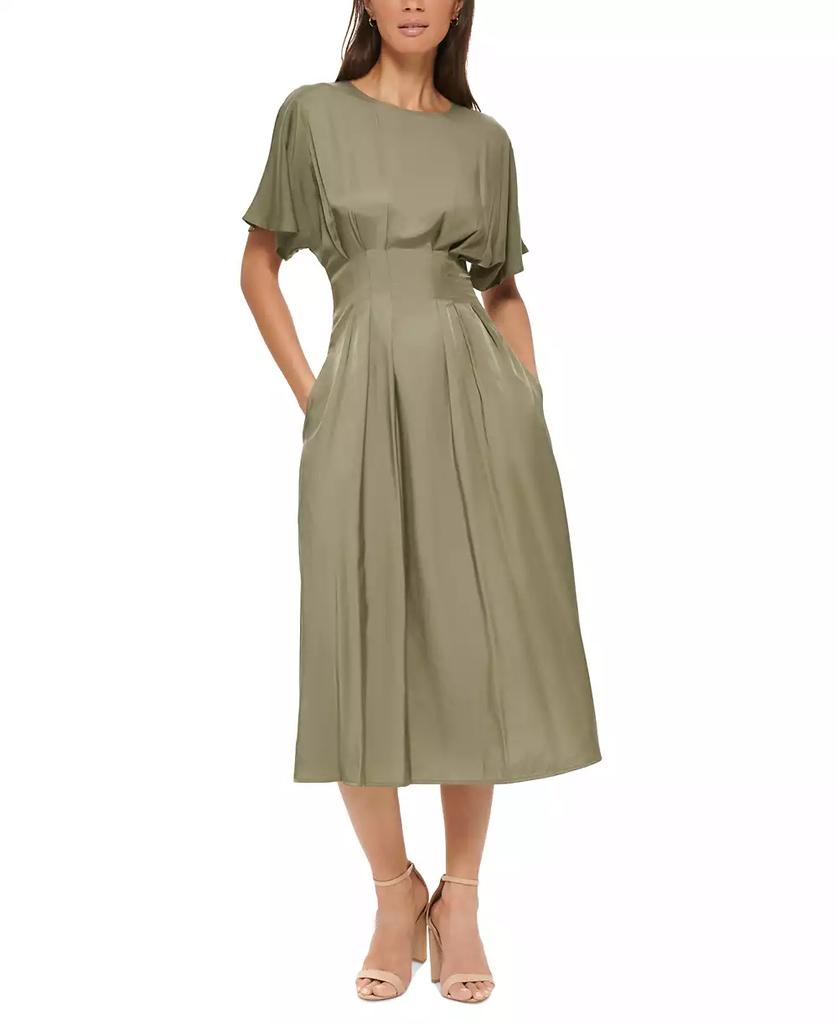 Kensie Women's Dolman-Sleeve Cinched-Waist Midi Dress