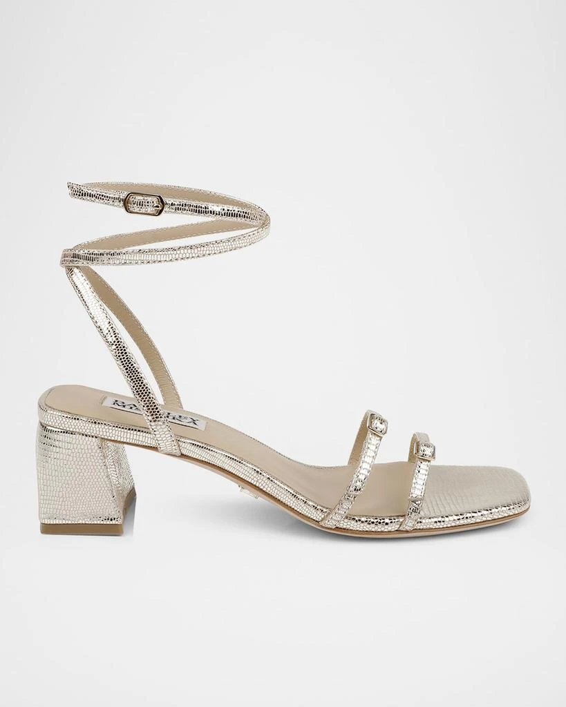 Badgley Mischka Dania Ankle-Strap Buckle Leather Sandals 1