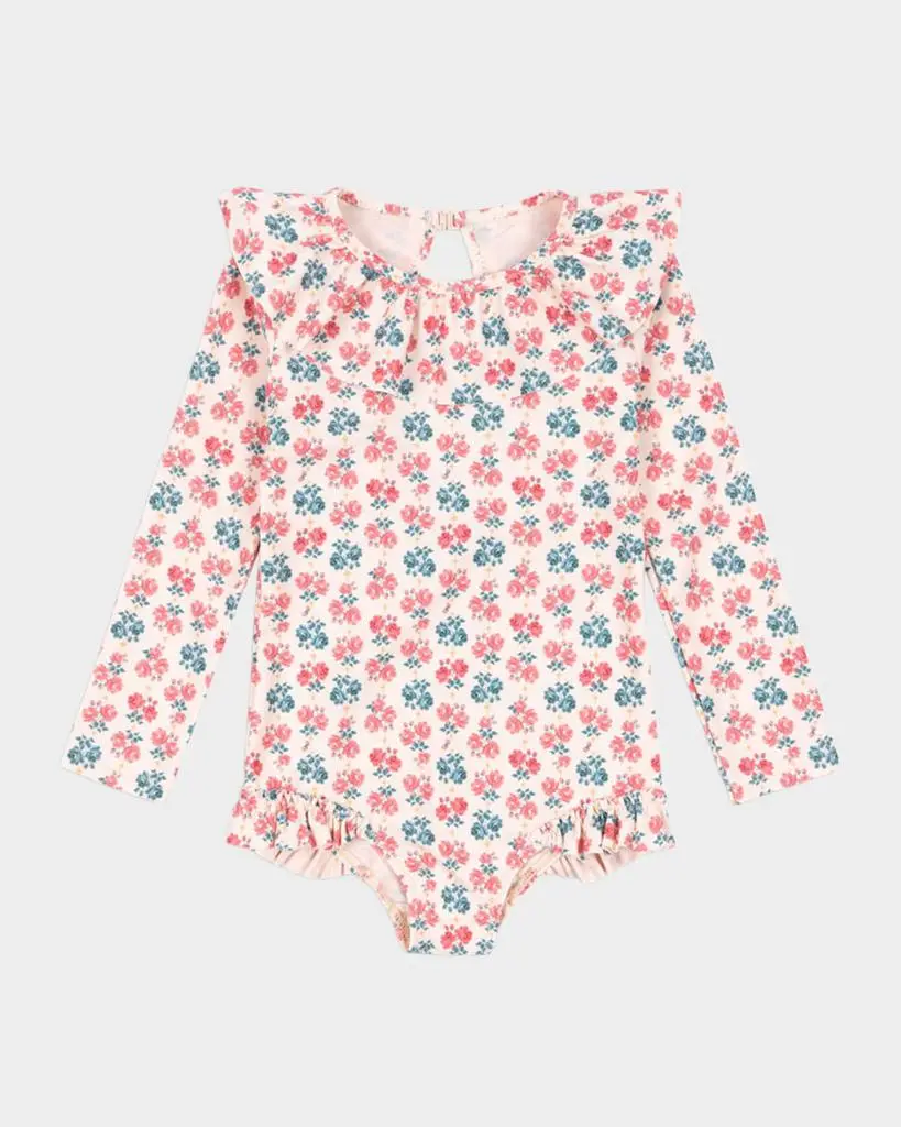 Konges Slojd Girl's Manuca Floral Long-Sleeve Swimsuit, Size 12M-10