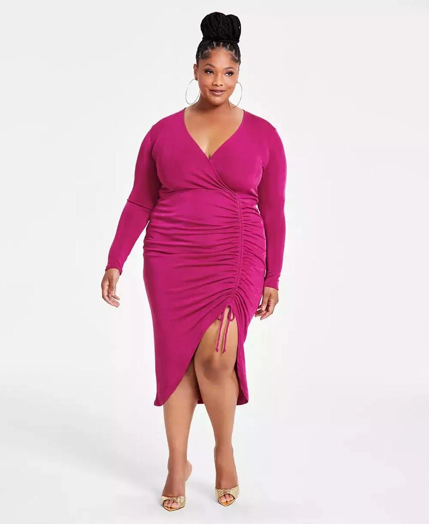 Nina Parker Trendy Plus Size Ruched Slinky Dress 1