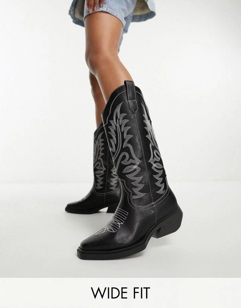 ASOS ASOS DESIGN Wide Fit Camden flat western boots in black 1