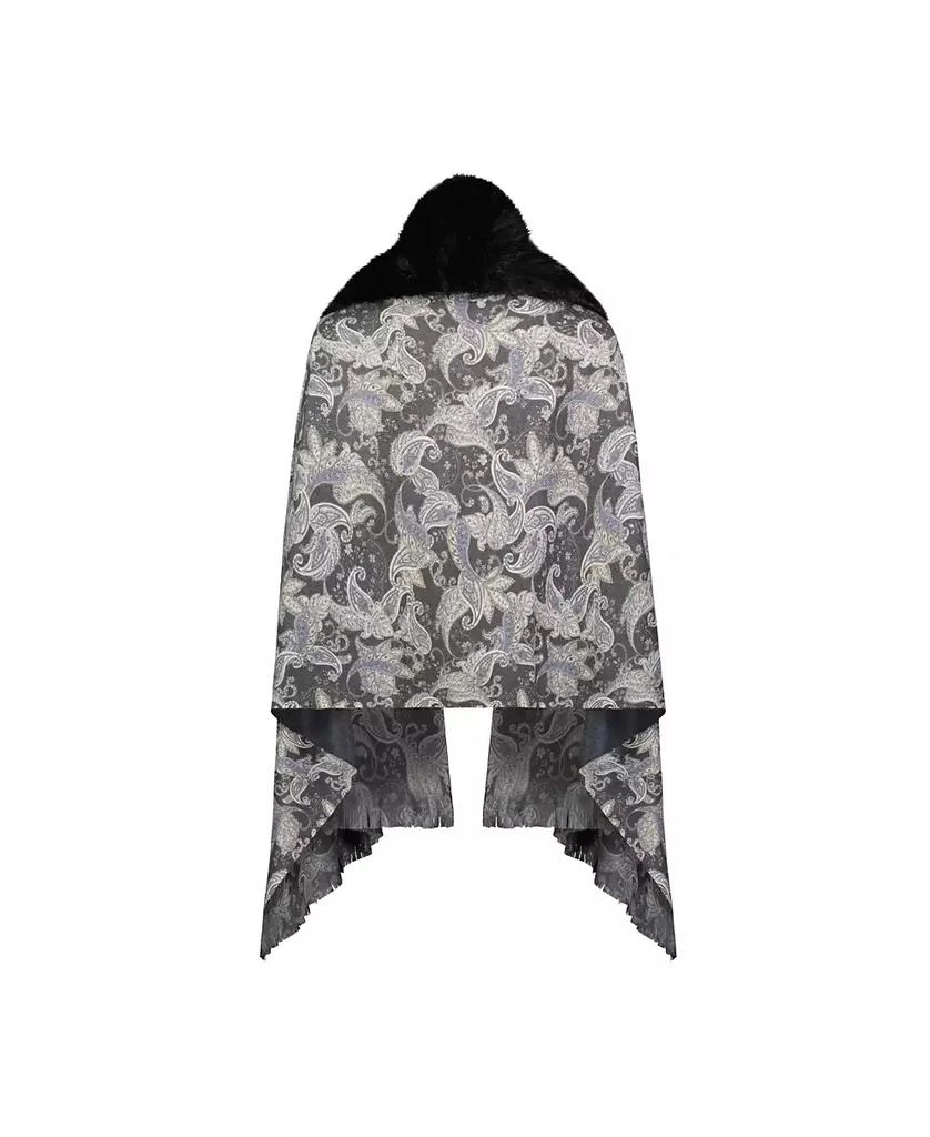 Laundry by Shelli Segal Women
s Printed Wrap with Faux Fur Collar 2