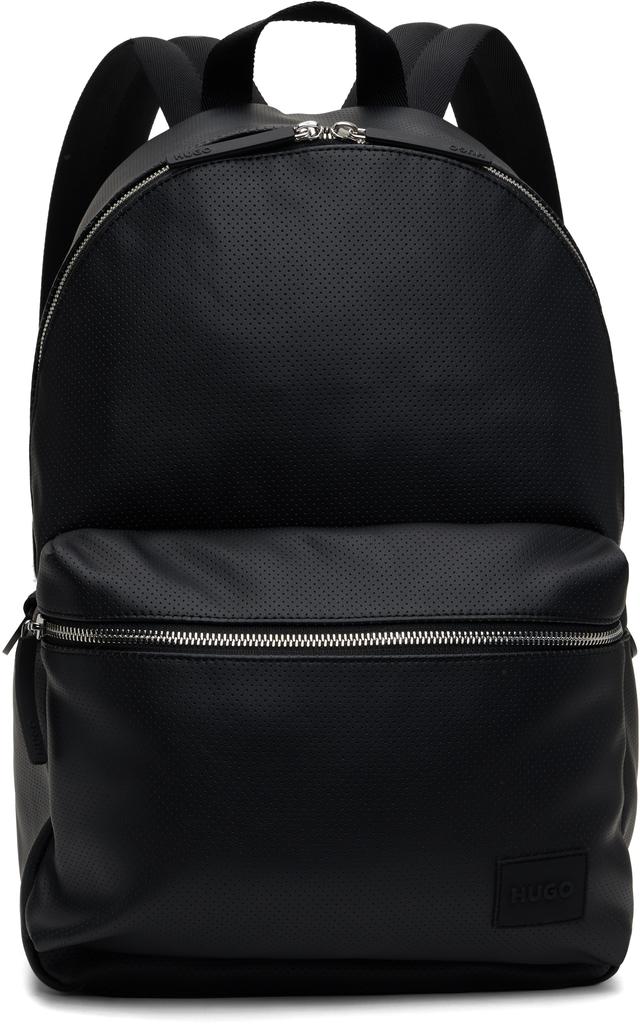 Hugo Boss Black Perforated Faux Leather Backpack