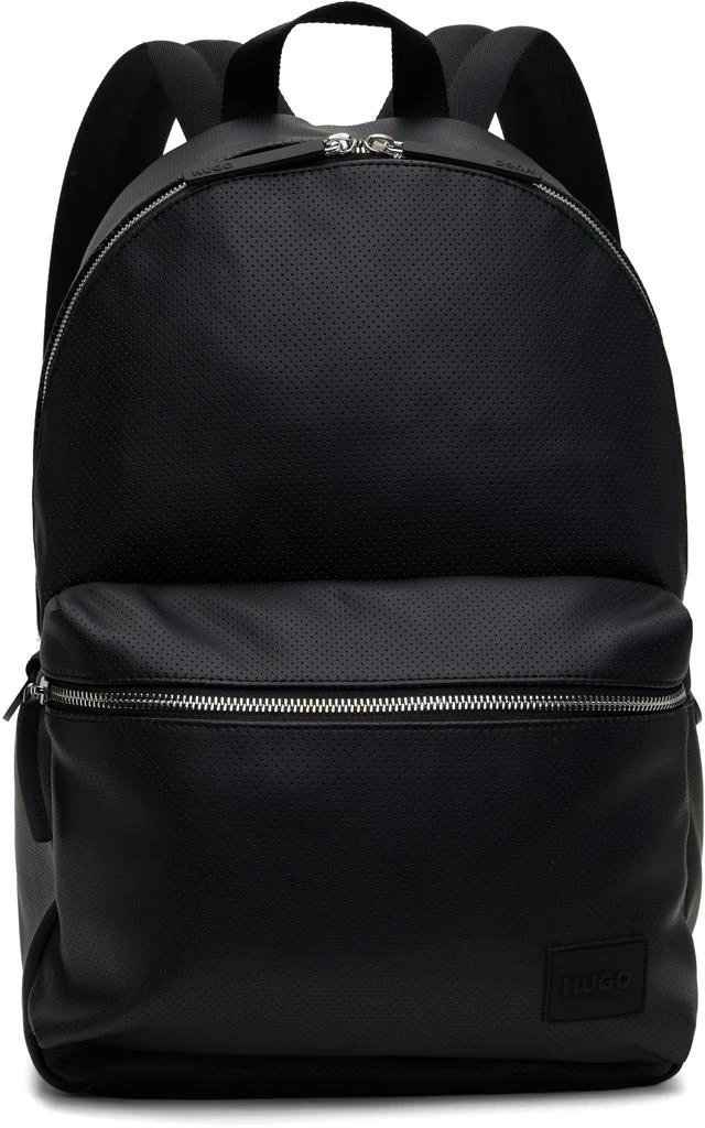 Hugo Boss Black Perforated Faux Leather Backpack 1