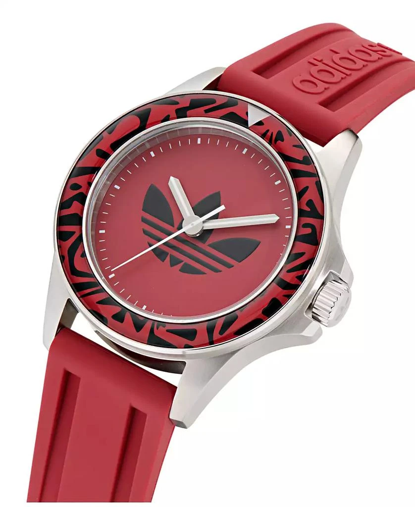 Adidas Unisex Analog Red Silicone Watch, 44mm 4