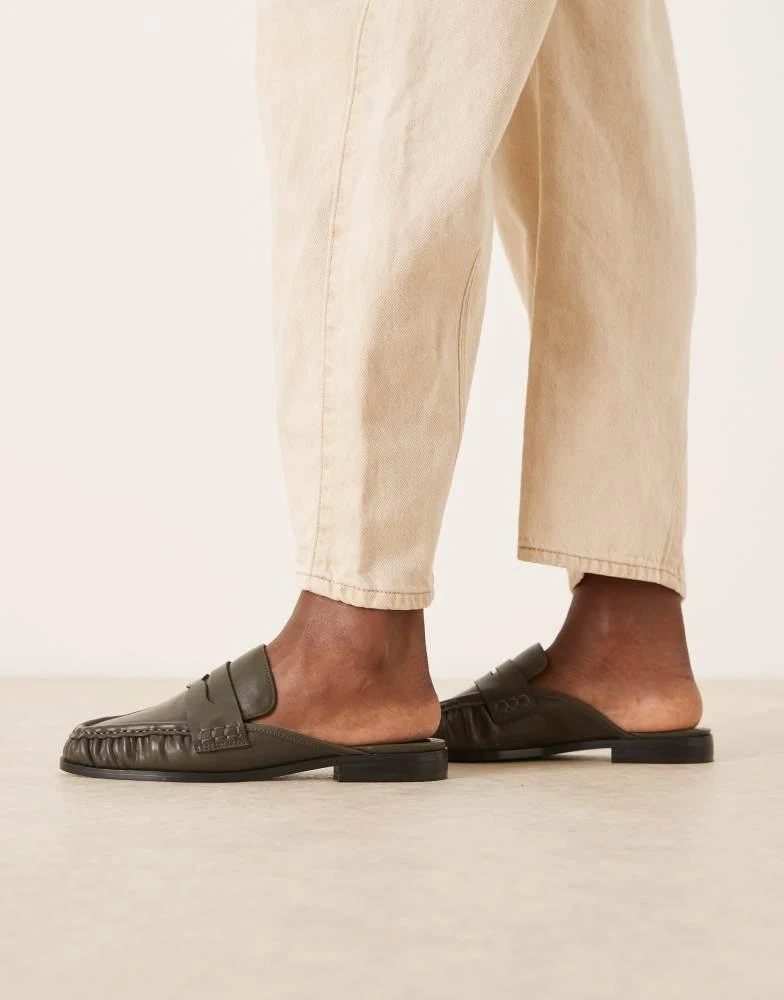 ASOS ASOS DESIGN Mouse ruched detail loafer mules in dark green 3