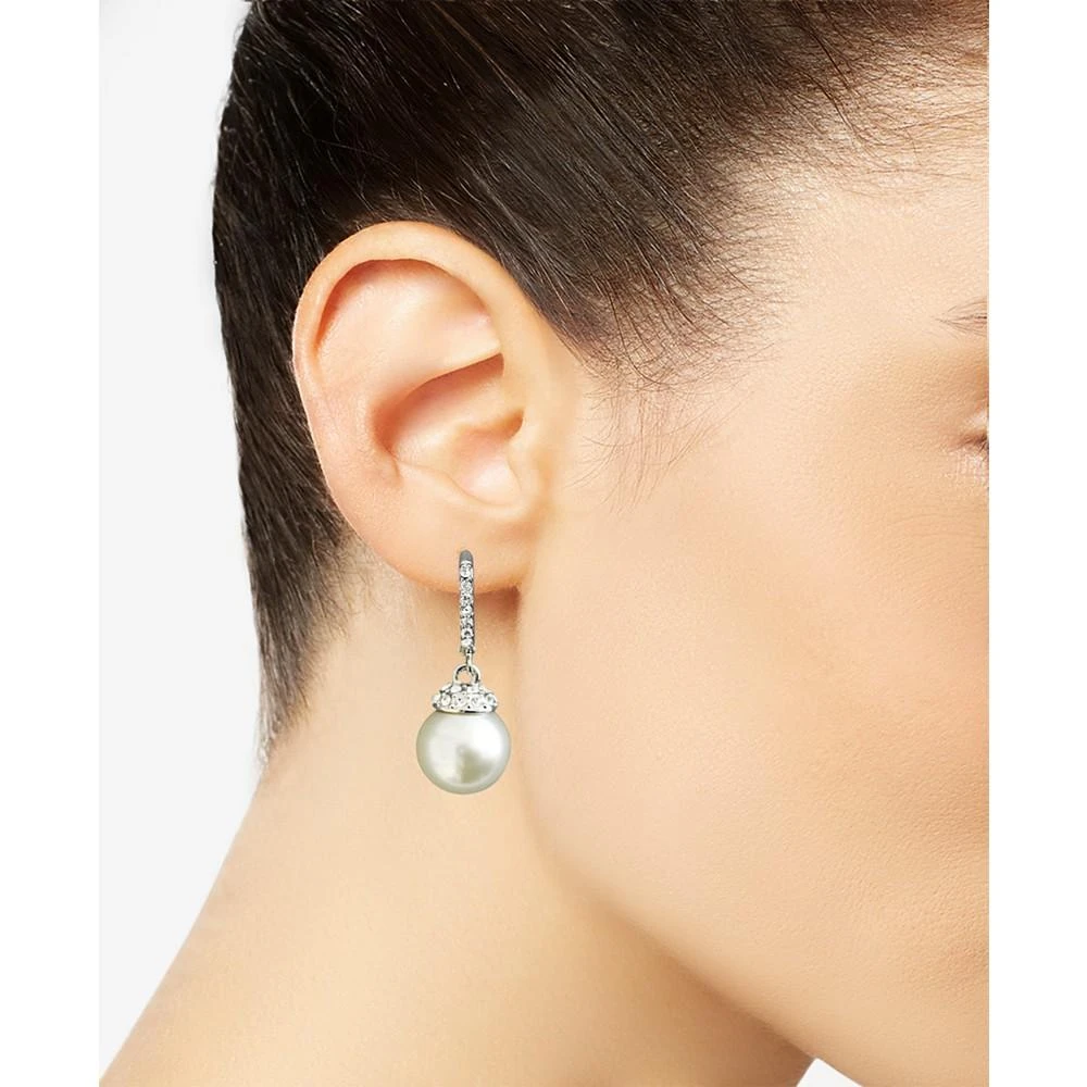 Givenchy Earrings, Crystal Accent and White Glass Pearl 2