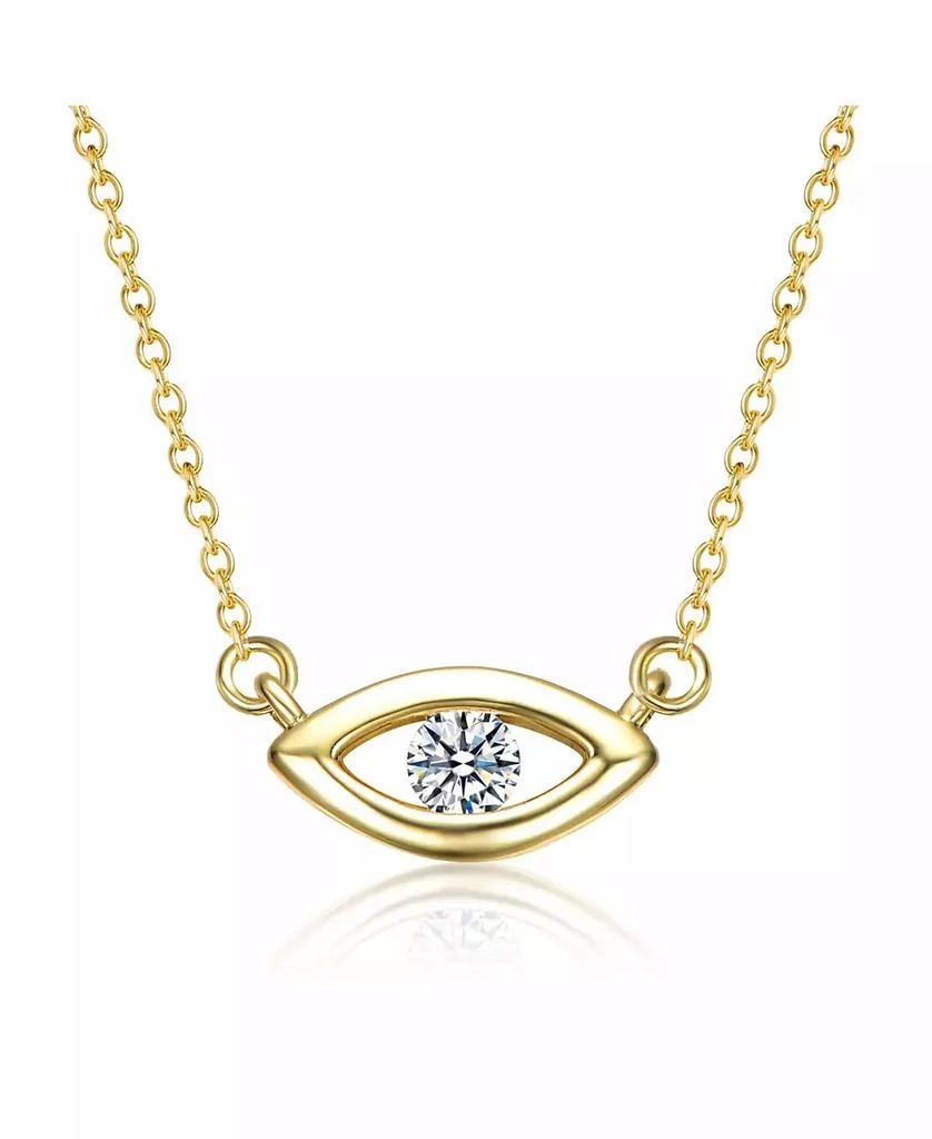 Rachel Glauber 14K Gold Plated with Clear Cubic Zirconia Evil Eye Pendant Necklace