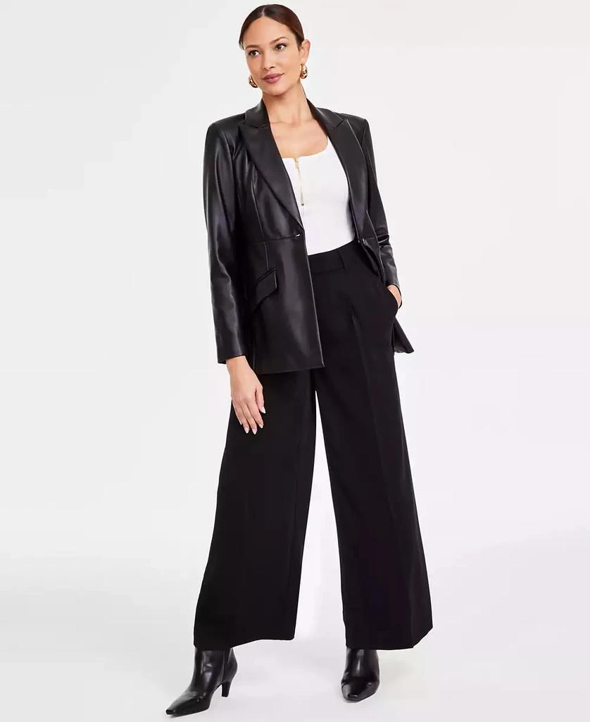INC International Women's Faux-Leather Single-Button Blazer, Exclusively at Macy's 2