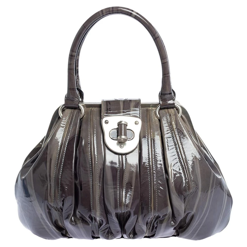 Alexander McQueen Alexander McQueen Grey Patent Leather Elvie Satchel 1