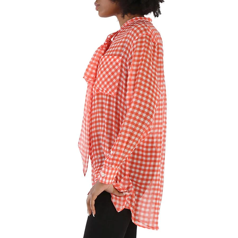 Burberry Gingham Silk Chiffon Pussy-bow Blouse 2