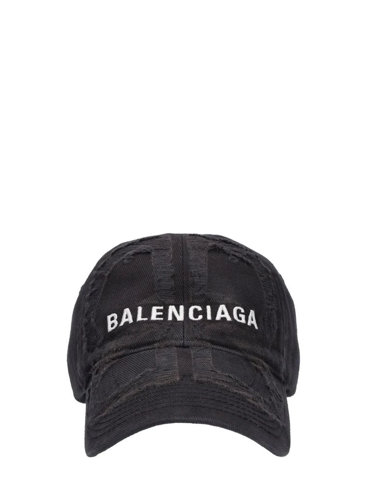 Balenciaga Distressed Cotton Denim Cap 1