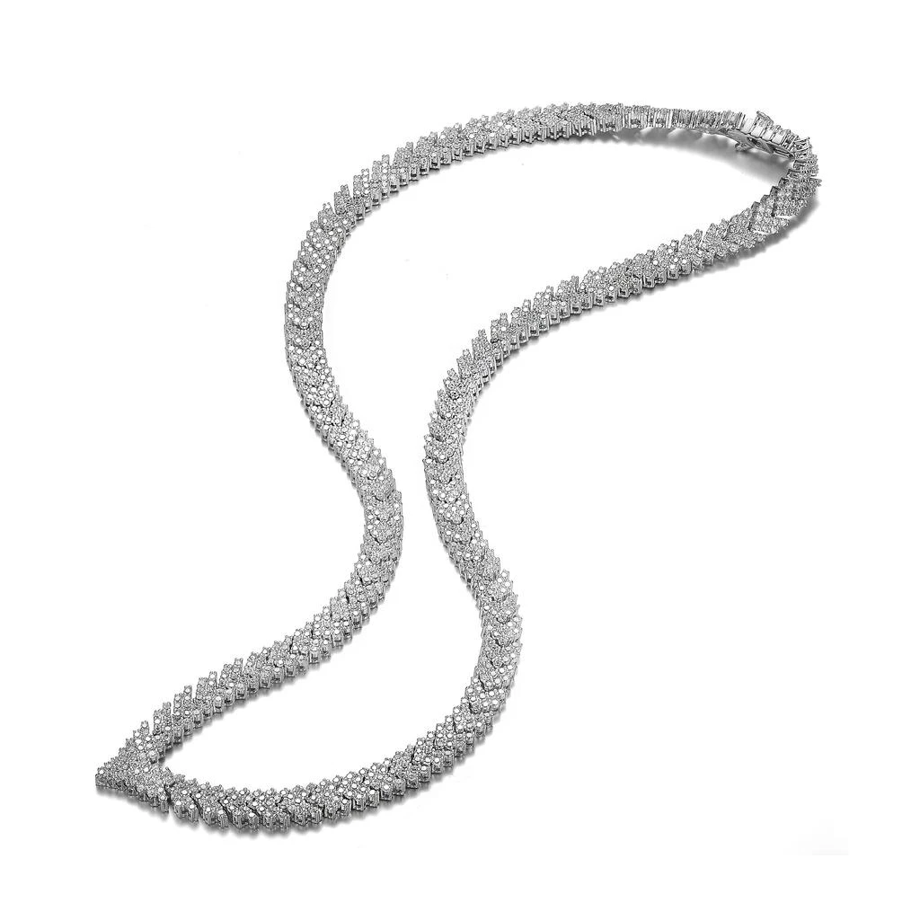 Genevive GENEVIVE Sterling Silver Cubic Zirconia Cluster Arrow Head Style Necklace 2