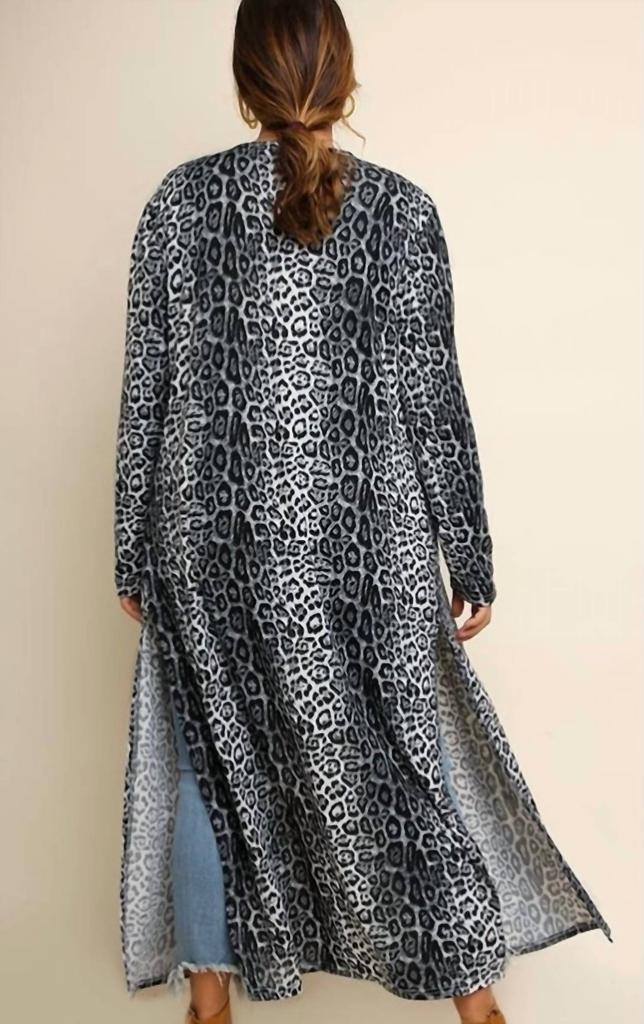 umgee Umgee - Jaguar Print Open Front Long Body Cardigan