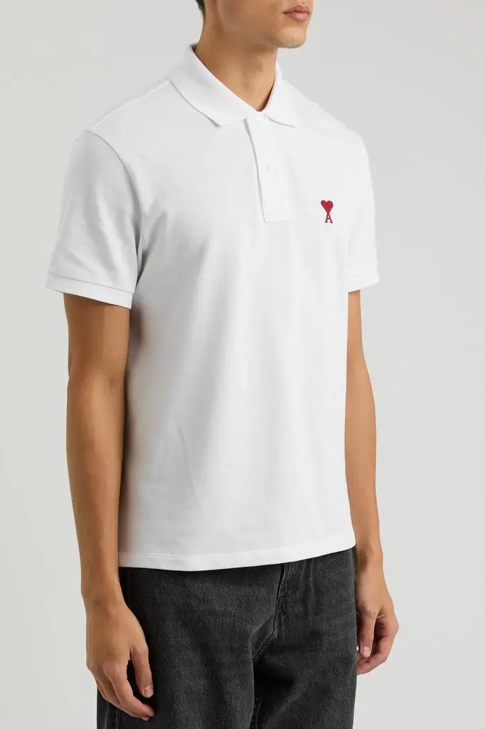AMI Logo-embroidered piqué cotton polo shirt 2
