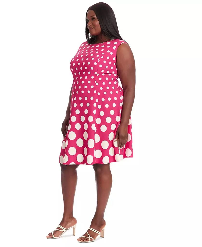 London Times Plus Size Polka-Dot Fit & Flare Dress 1