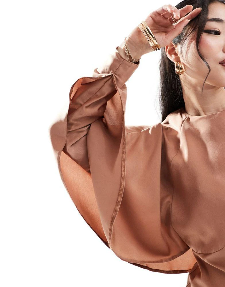 ASOS ASOS DESIGN satin batwing overlay detail bias maxi dress in mocha 4