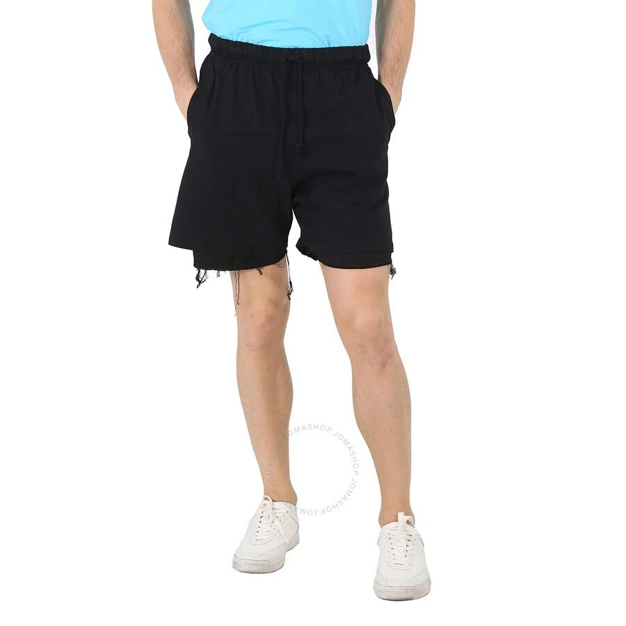 424 Men's Black Double Layer Cotton Shorts 1