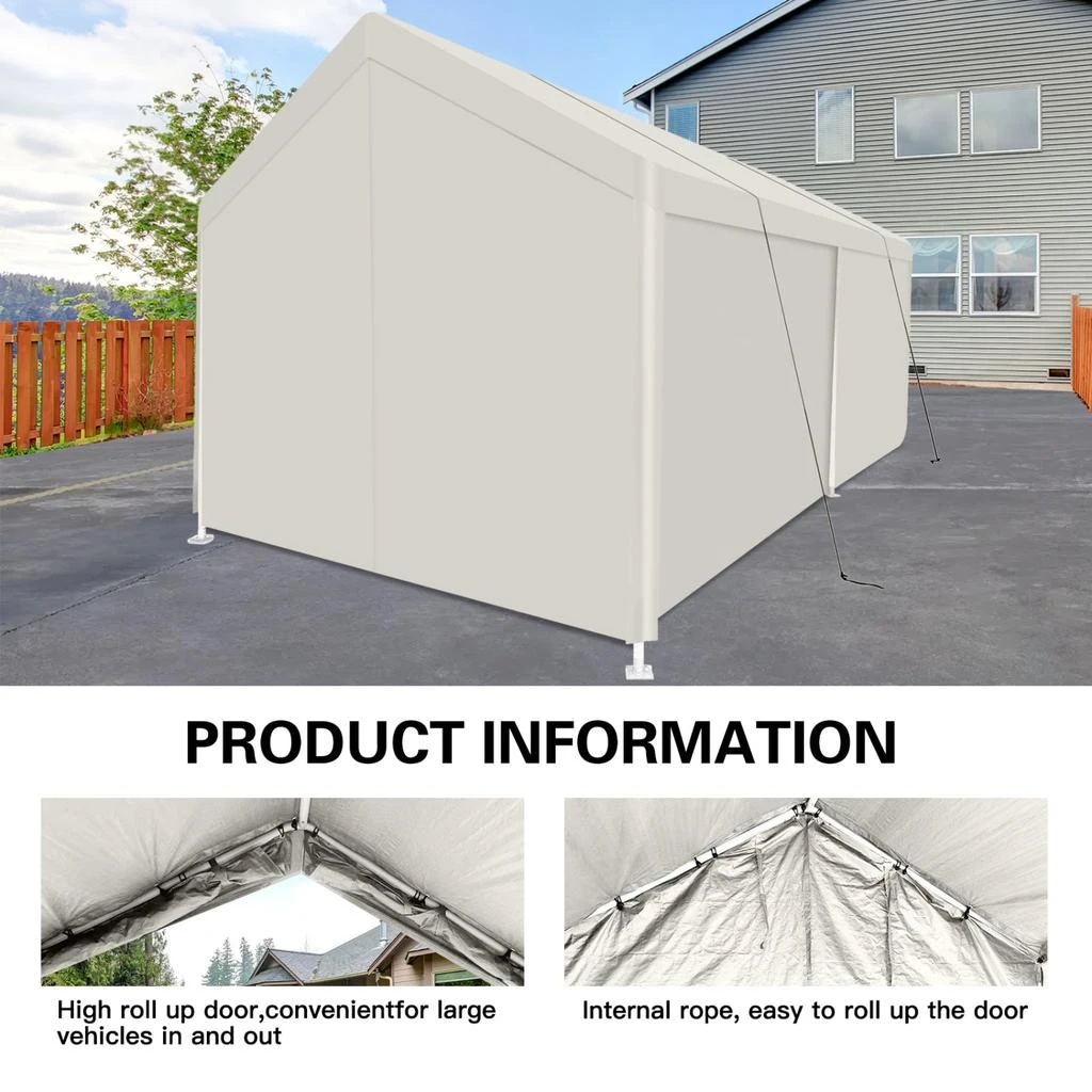 Streamdale Furniture Streamdale 12x20 Heavy Duty Portable Carport - White 3