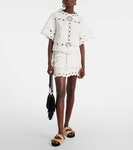 Isabel Marant Parissa embroidered cotton crop top 2